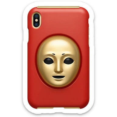 French frize emoji: NO FACE, red case front  sticker