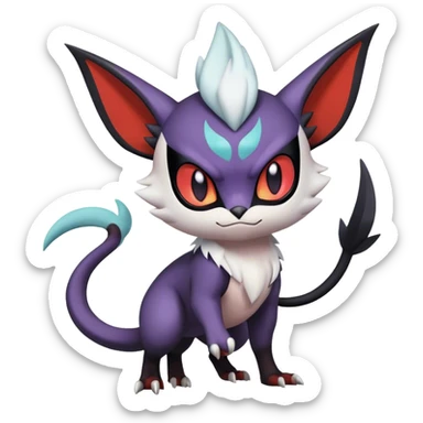 Edgy Cool Kawaii Litten-Noivern-Noibat-Absol-Pokémon Full Body sticker