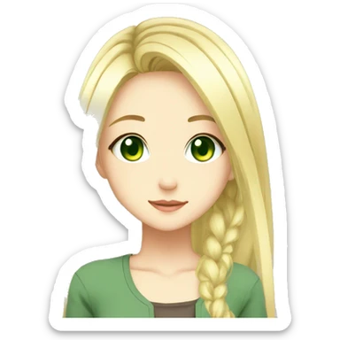 Anime girl cute blond green eyes sticker