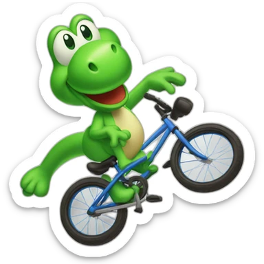 Green Yoshi doing a bicycle kick sticker