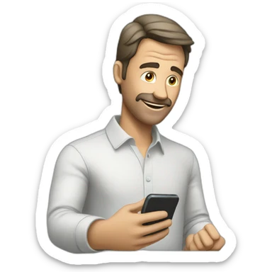 A man talks to his mobile phone sideways sticker