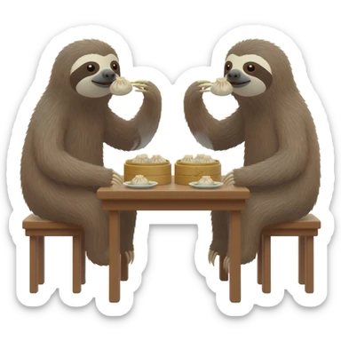 Two sloths having dim sum sticker