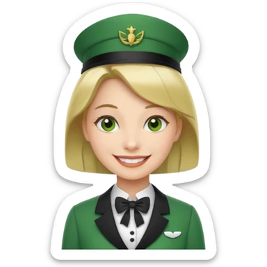 Lady hotel butler with green uniform  sticker