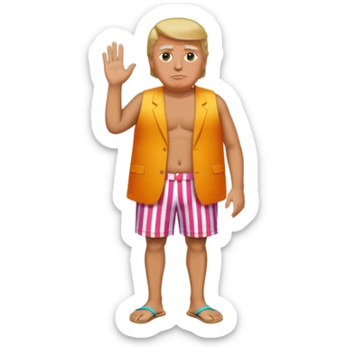 full body Trump standing in beach outfit sticker