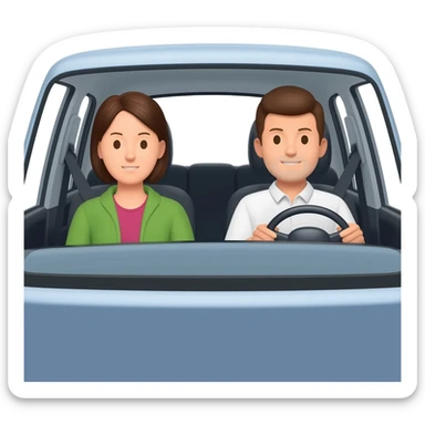 a driver and a passenger in a car sticker