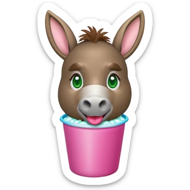 donkey drinking slush sticker