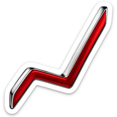 Make the chart chrome style with the line remaining red and shiny, no background. sticker