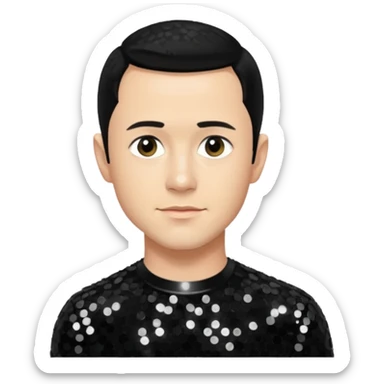 Joseph Gordon-Levitt as Neil McCormick from Mysterious Skin with light skin, black hair, black sequin outfit sticker