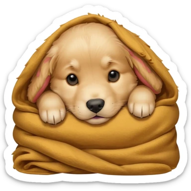 golden retriever puppy sleeping with a blanket sticker