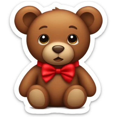 brown teddy bear with the red bow sticker