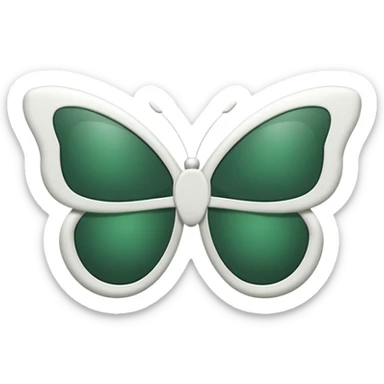 white frame sunglasses folded sideways, visible lenses and temples, butterfly shape, dark green lenses, emoji style sticker