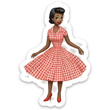 vintage 50's dress gingham dress sticker