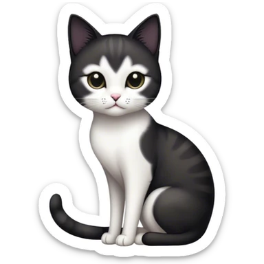 A slender black and whiteJianzhou cat sticker