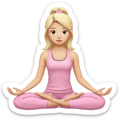 blonde yoga girl light pink clothes n sticker
