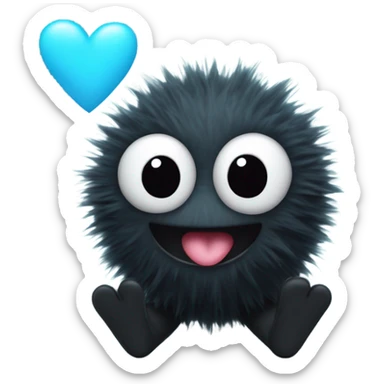 Soot sprite holding pastel blue heart sticker