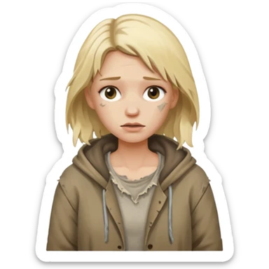 a homeless blonde woman sticker