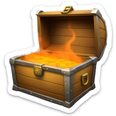 open treasure chest with orange smoke coming out sticker