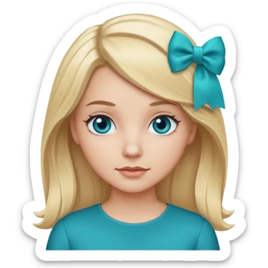 white girl with blond hair and teal bow sticker