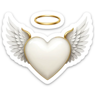 White heart with angel wings and halo sticker