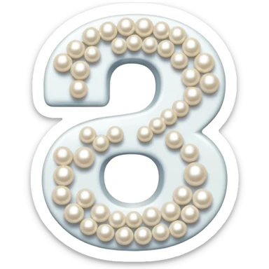 Number six decorated with shiny pearls sticker
