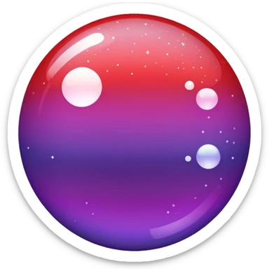 color gradient between red and purple glitter ball sticker