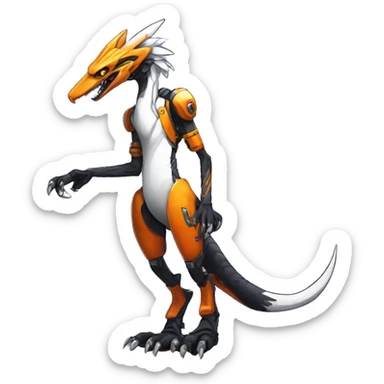 Full body Edgy Anthro Futuristic Mechanical Sergal-raptor-vernid sticker