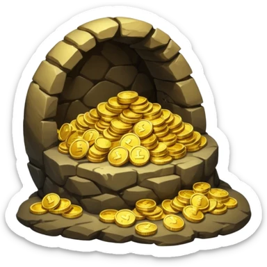 Dragon Hoard pile of gold without the dragon like in the movies so many gold were dragon sleep but dragon just went out  cold coins full in a cave  sticker