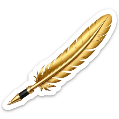3D perspective academic premium golden ink feather pen sticker