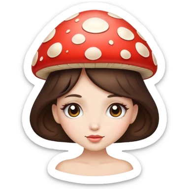 Mushroom princess brunette sticker