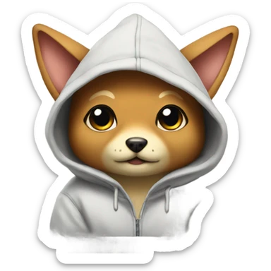 Evee wearing a hoodie sticker