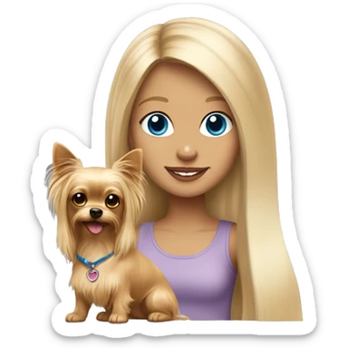 long blonde hair blue eyed girl walking chihuahua and yorkie sticker