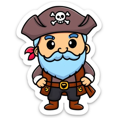 Old bearded pirate with eye patch and heart eyes looking with admiration sticker