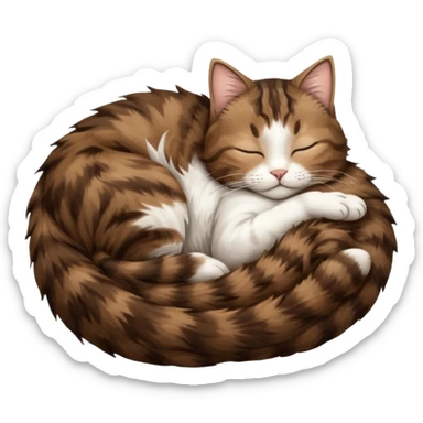 dark brown tabby and white cat sleeping in funny positions upside down sticker