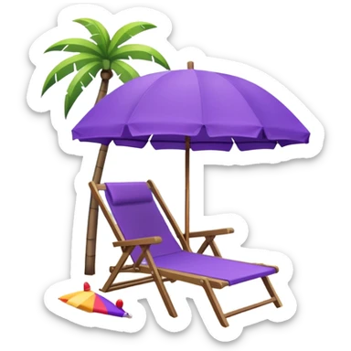 beach chair with purple umbrella sticker