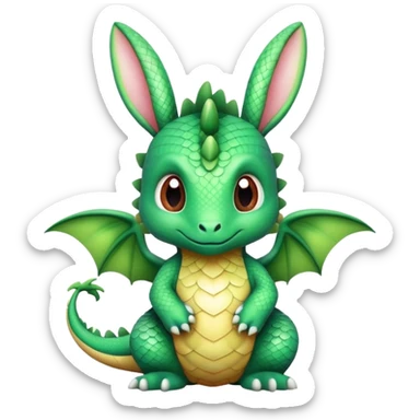 Baby dragon with bunny ears and tiny wings sticker