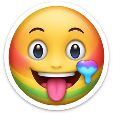 Smile emoji with rainbow tongue and rainbow eyes sticker