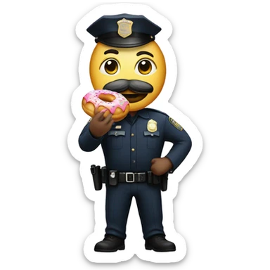 A cop with a donut in his hand sticker