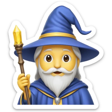 Einen Gelben Emoji mit zauber hut und schwartz weißen zauberstab sticker