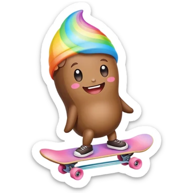  pastel rainbow kawaii Poop skateboarding  sticker