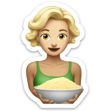 Blonde beauty eating a bowl of mash  sticker