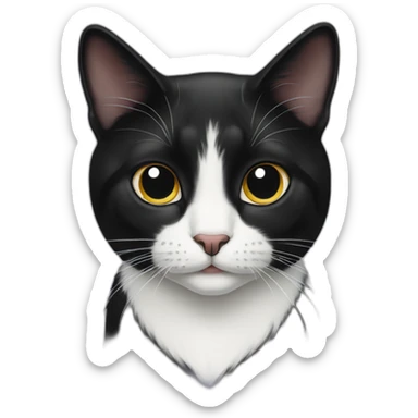 Tuxedo Cat with black nose sticker