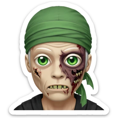 Withe durag, men zombie and green eye color, with dark zombie clothes sticker