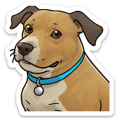 Dog with bull balls chasing a kite sticker