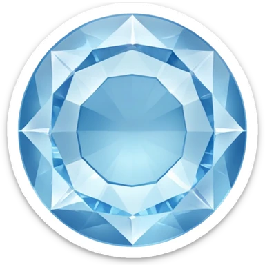 A round cut light blue celestite gem, faceted with brilliant shine and clarity, showing the characteristic pale blue of celestite sticker