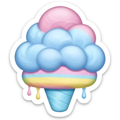 Cotton Candy, Rainbow Cotton Candy – mixed pastel layers of pink, yellow, and blue. sticker
