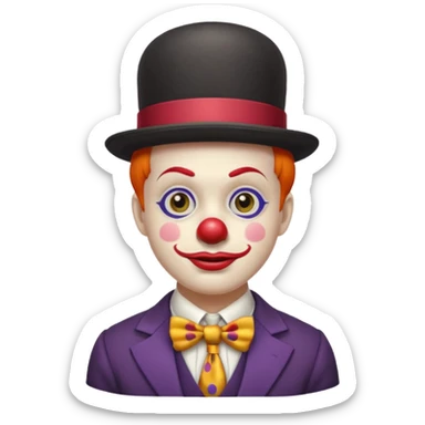 Clown in bowler hat & long tie sticker