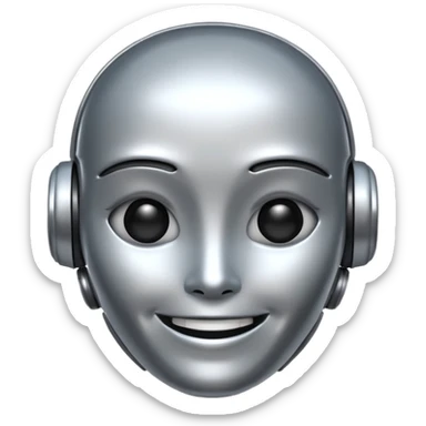 ai robot emoji, futuristic, smiling sticker