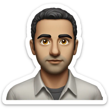 guy 20 years old iranian in 1970 photorealistic serious sticker