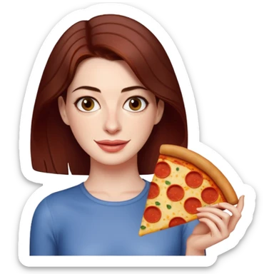 Anne Hathaway with pizza sticker