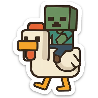 flat toon style chicken jockey sticker